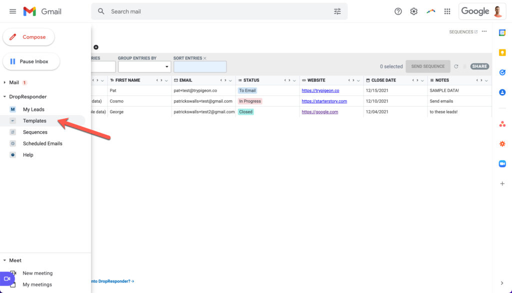 Select Templates in the left DropResponder navigation.